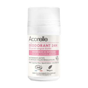 Acorelle - Déodorant Roll-on 24h bio Minimiseur de pousse - Déodorants bio - Vegan - Made in France